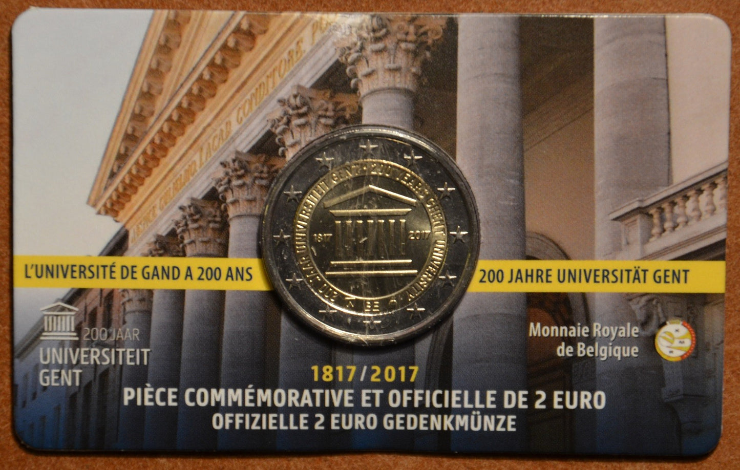 2 Euro Belgicko 2017 - Univerzita v Gente (BU karta - francúzska strana)