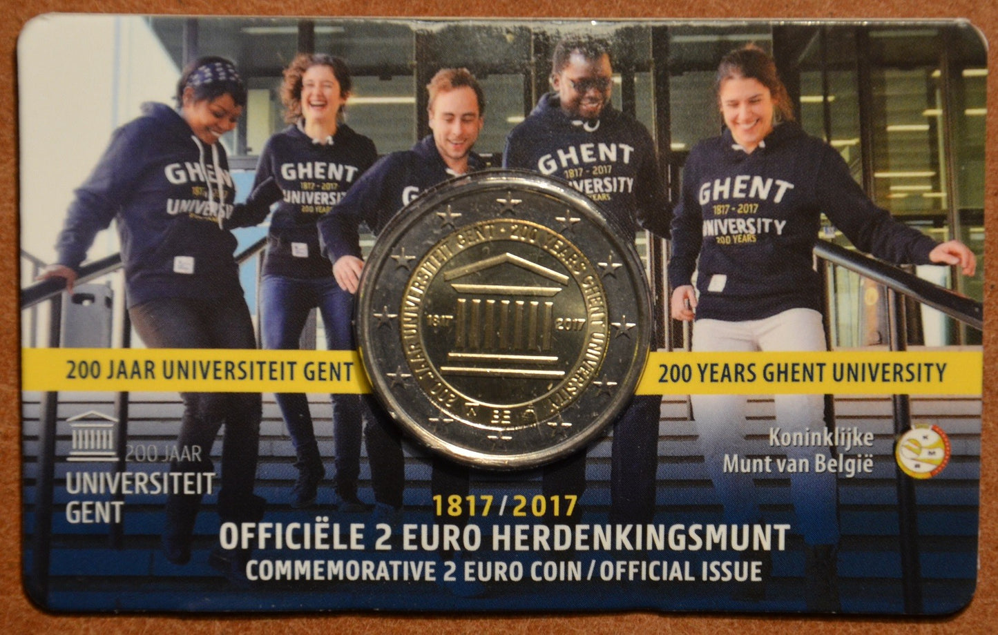 2 Euro Belgicko 2017 - Univerzita v Gente (BU karta - holandska strana)