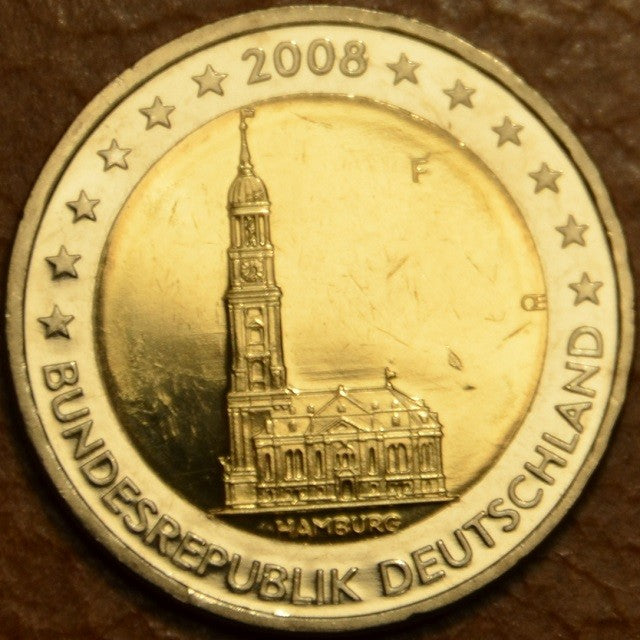 2 Euro Nemecko 2008 "F stará mapa" - Hamburg: kostol sv. Michala (UNC)