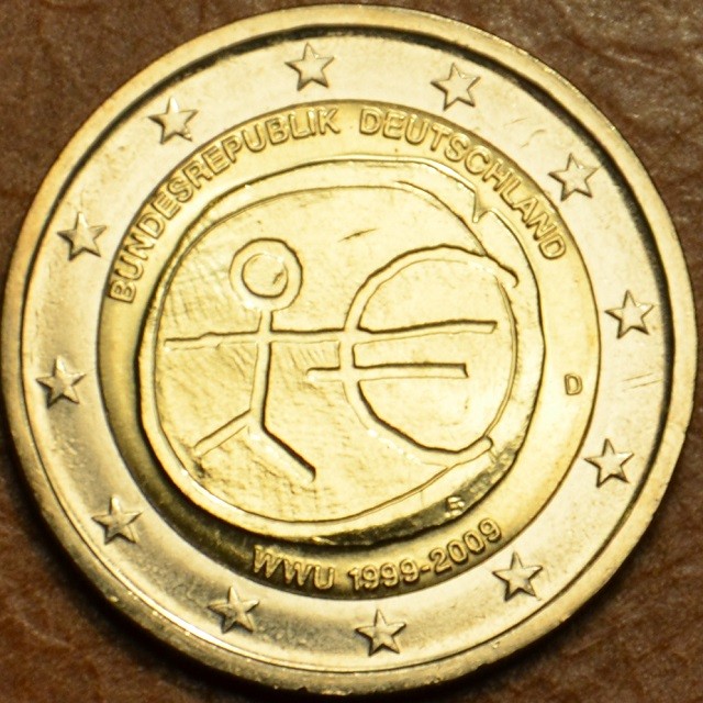 2 Euro Nemecko 2009 "D" 10. výročie hospodárskej a menovej únie (UNC)