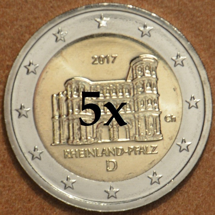 2 Euro Nemecko 2017 - "ADFGJ" Porýnie-Falcko: Porta Nigra (5x UNC)