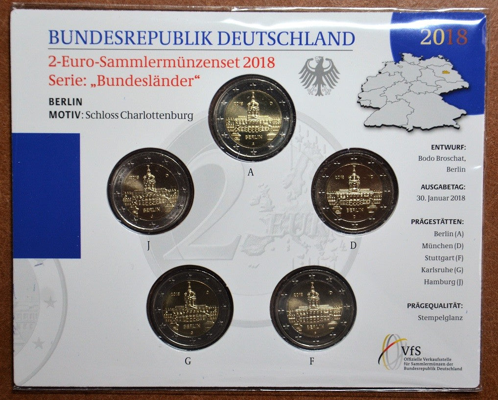 2 Euro Nemecko 2018 - Berlin: Scharlottenburg (BU karta)