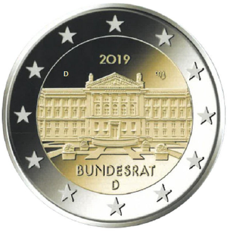 2 Euro Nemecko 2019 "D" 70. výročie založenia Bundesrat (UNC)