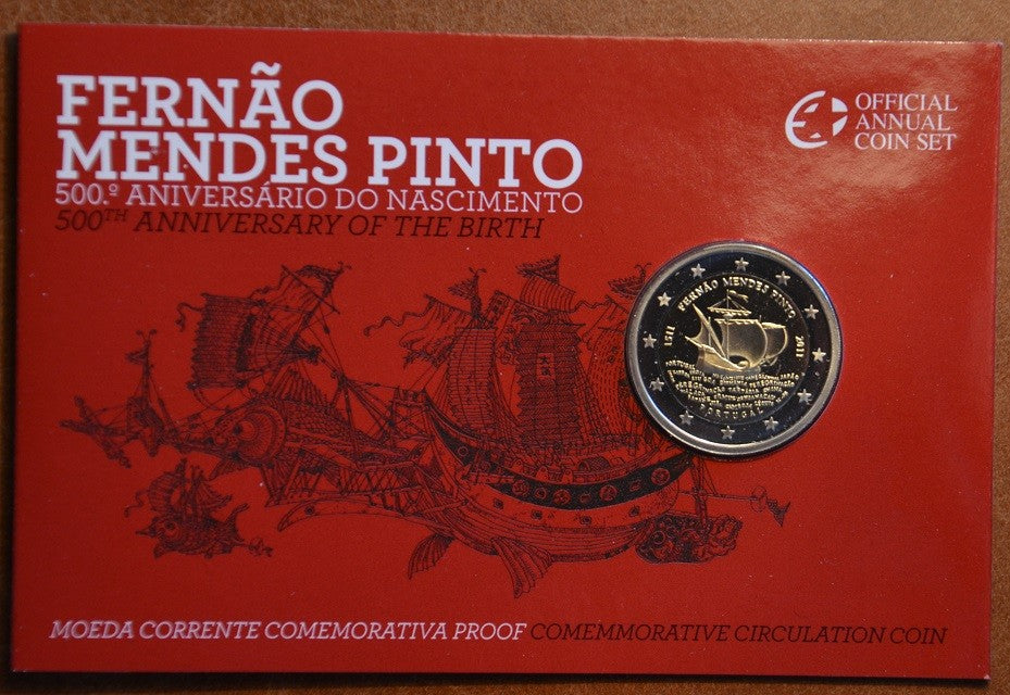 2 Euro Portugalsko 2011 - 500 rokov od narodenia Mendesa Pinta (Proof)