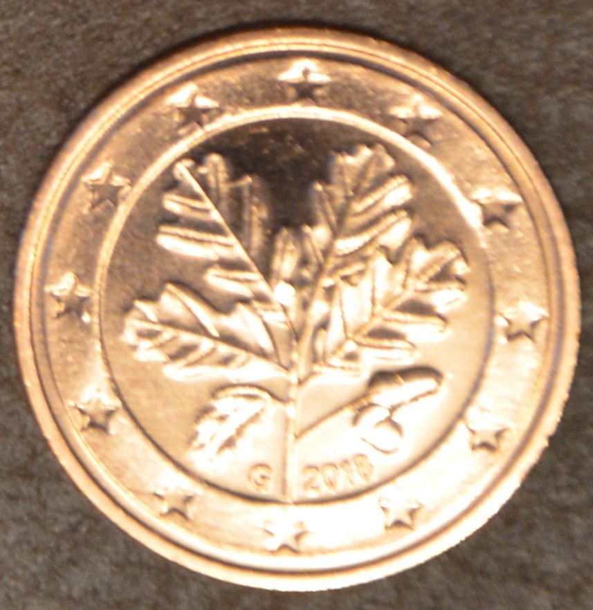1 cent Nemecko 2018 "G" (UNC)