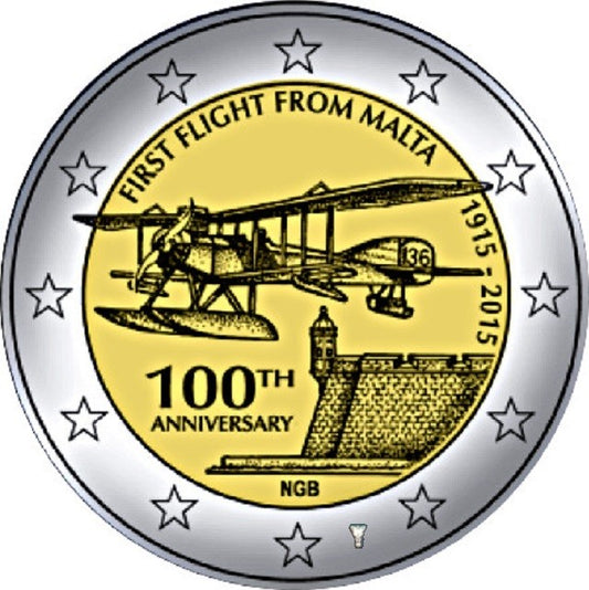 2 Euro Malta 2015 - Prvý let so značkou holandskej mincovne  (BU)