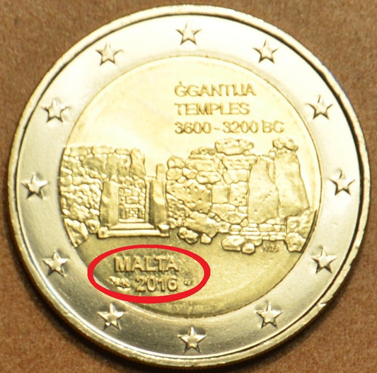 2 Euro Malta 2016 - !francúzska značka! -  Chrámy Ggantija (UNC)