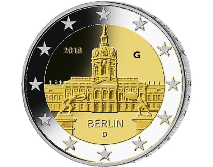 2 Euro Nemecko 2018 "G" Berlin:  Scharlottenburg (UNC)