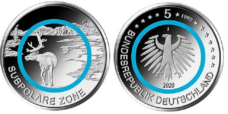 5 Euro Nemecko 2020 "J" Subpolárne pásmo  (UNC)
