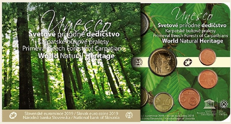 Súbor 8 Slovenských mincí 2019 Karpatské bukové pralesy  (BU)